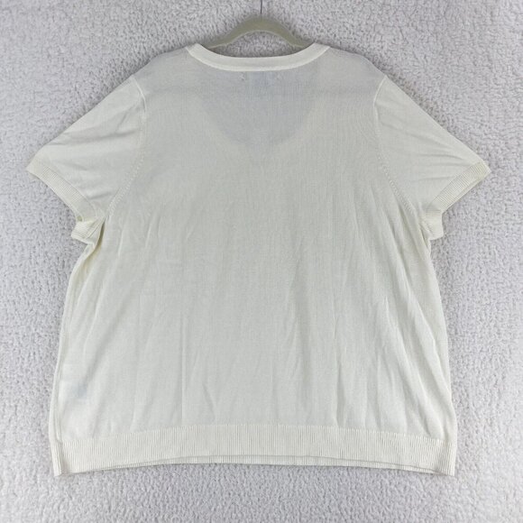 Lands' End Outfitters Ivory Short Sleeve Knit Shirt Womens Pullover Size 4X - Picture 14 of 16